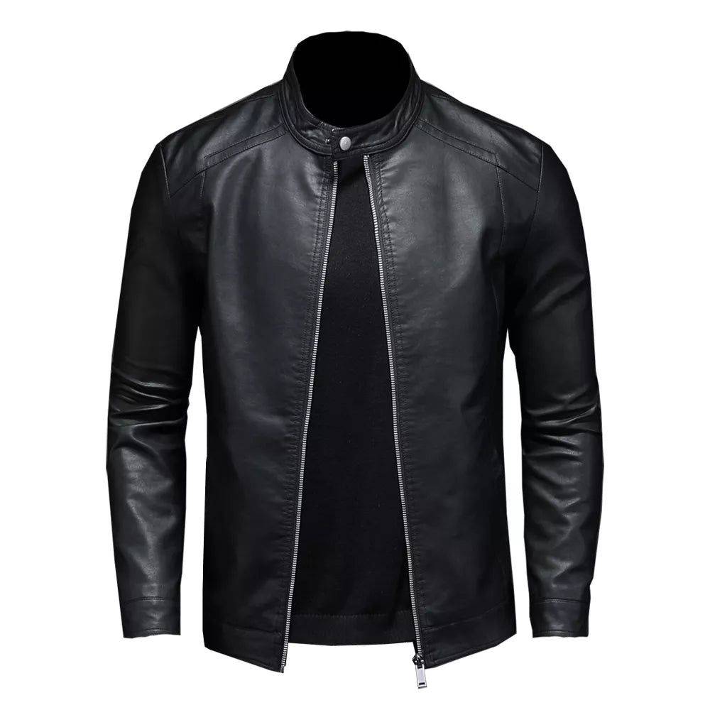 Jaqueta De Couro Masculino Casual Motoqueiro