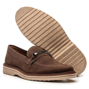 Sapato Loafer Mocassim Couro Nobock Camurça Aveludado Sport Fino com Fivela